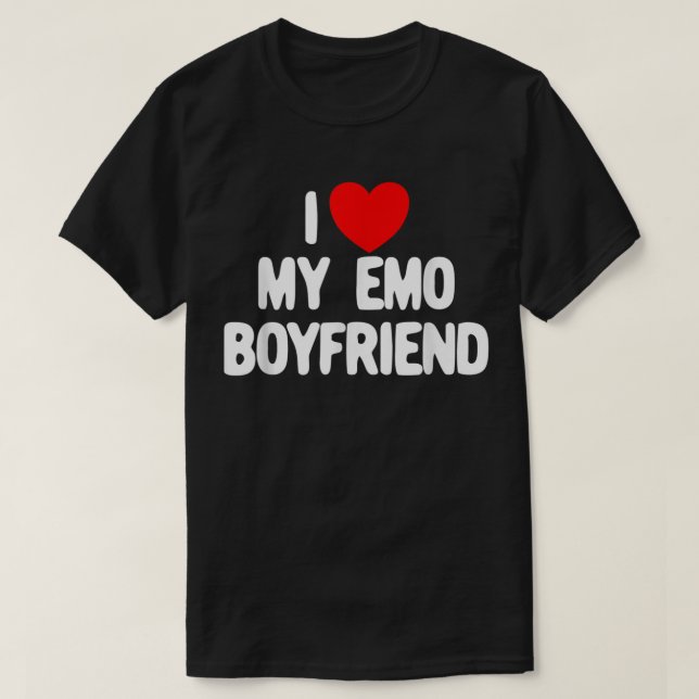 T-shirt J'Aime Mon Emo Boyfriend Coeur Rouge J'Aime Mon Em (Design devant)