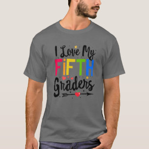 T-shirt J'Aime Mon Enseignant De 5E Année De La Cinquième 