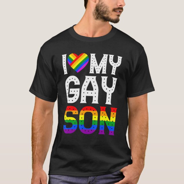 T-shirt J'Aime Mon Fils Gay Gay pride Lgbt Lesbian Maman P (Devant)