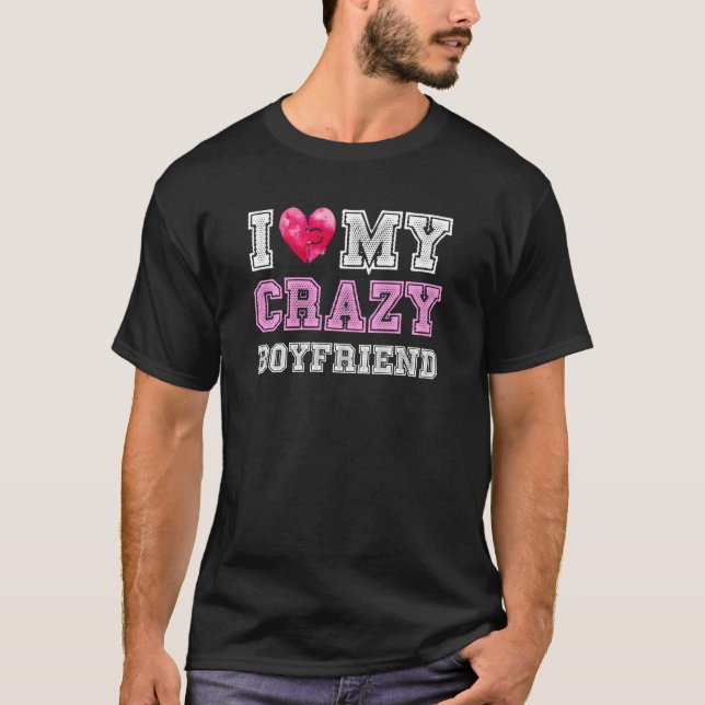 T-shirt J'Aime Mon Fou Petit Ami Petite Amie Couple (Devant)