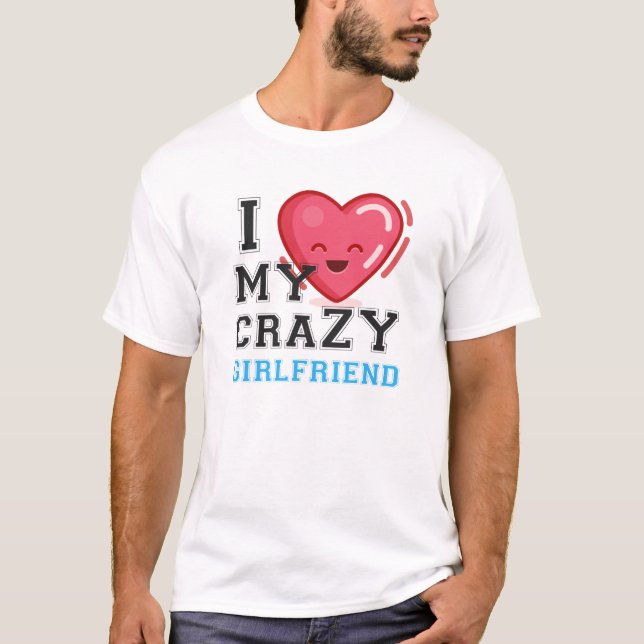 T-shirt J'Aime Mon Fou Petit Ami Petite Amie Couple (Devant)