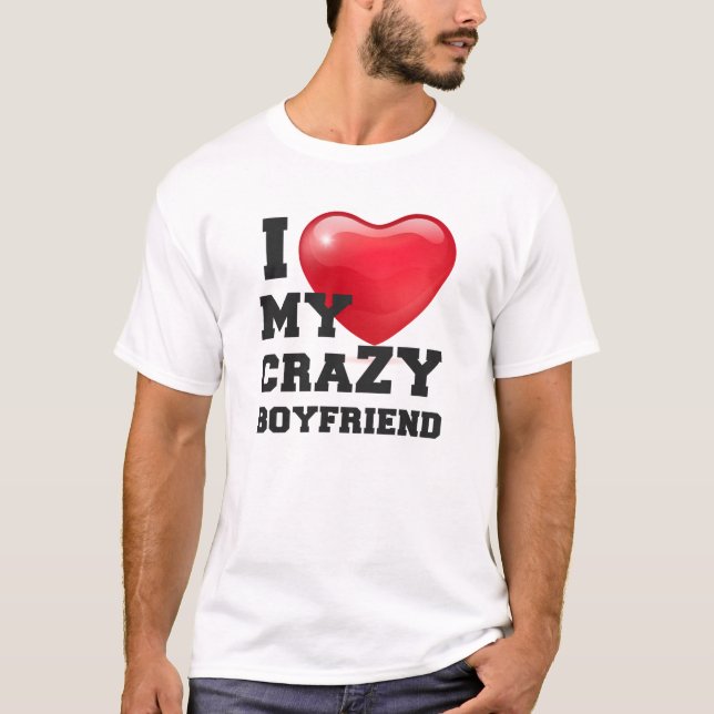 T-shirt J'Aime Mon Fou Petit Ami Petite Amie Couple (Devant)
