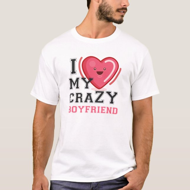 T-shirt J'Aime Mon Fou Petit Ami Petite Amie Couple (Devant)