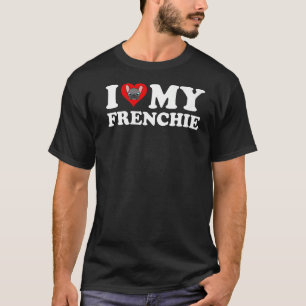T-shirt J'Aime Mon Français Mignonne Chien À Balle Françai