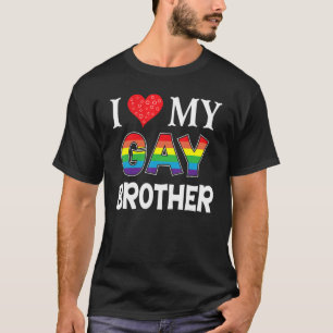 T-shirt J'Aime Mon Frère Gay Lgbt Lesbian Rainbow Fier P
