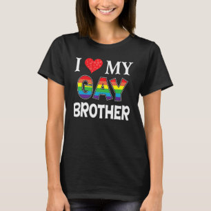 T-shirt J'Aime Mon Frère Gay Lgbt Lesbian Rainbow Fier P