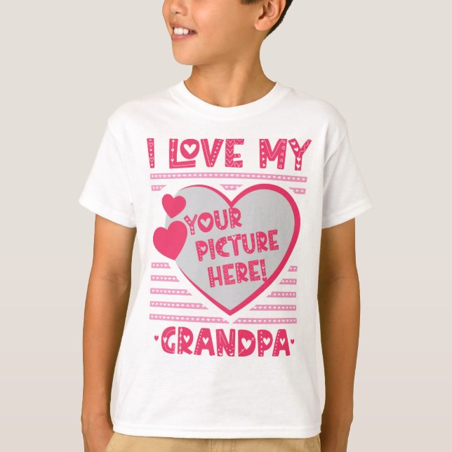 T-shirt J'Aime Mon Grand-Père Personnalisé Grand-Père Phot (Devant)