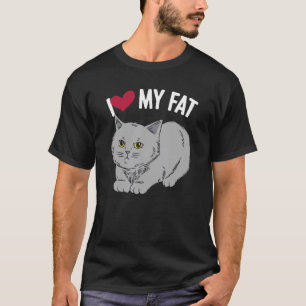 T-shirt J'Aime Mon Gros Chat Chonk Fluffy Kitten Feline Wh