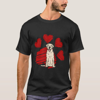 T-shirt J'Aime Mon Labrador Jaune Chien Paw Coeur Valentin