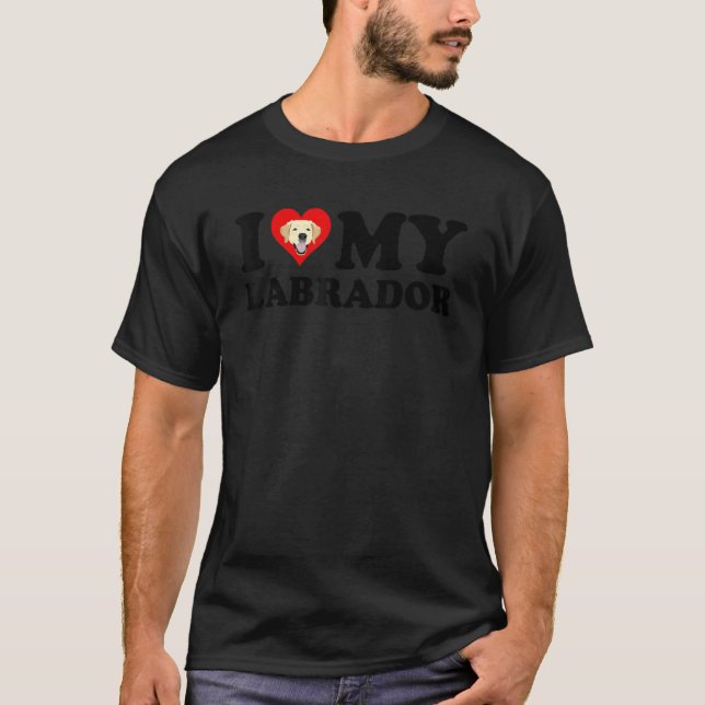 T-shirt J'aime mon Labrador mignon Yellow Labrador Retriev (Devant)