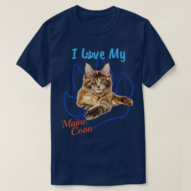 T-shirt J'aime mon Maine Coon meilleur Amoureux des chats  (Design devant)