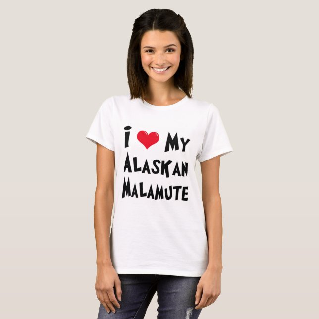 T-shirt J'Aime Mon Malamute D'Alaska (Devant entier)