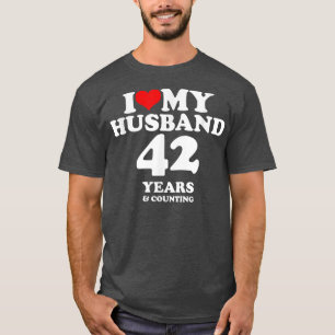 T-shirt J'aime mon mari, mariés depuis 42 ans 42e annivers