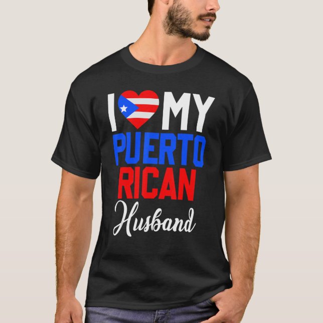 T-shirt J'Aime Mon Mari Porto-Ricain Canada Drapeau Marié (Devant)