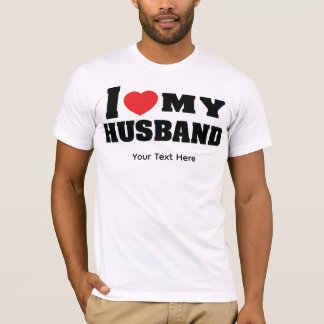T-shirt J'aime mon mari texte avec symbole de cœur rouge