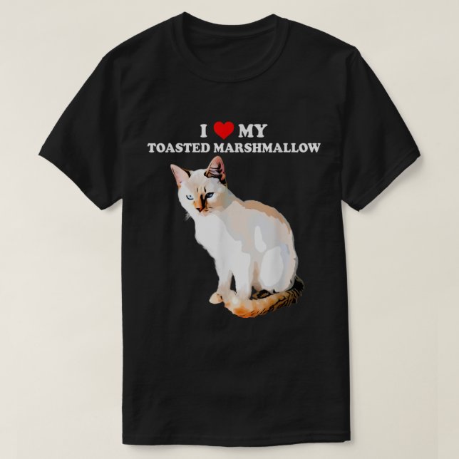 T-shirt J'Aime Mon Marshmallow Toasté Flamme Point Siamese (Design devant)