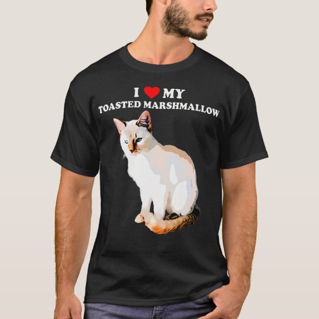 T-shirt J'Aime Mon Marshmallow Toasté Flamme Point Siamese (Devant)