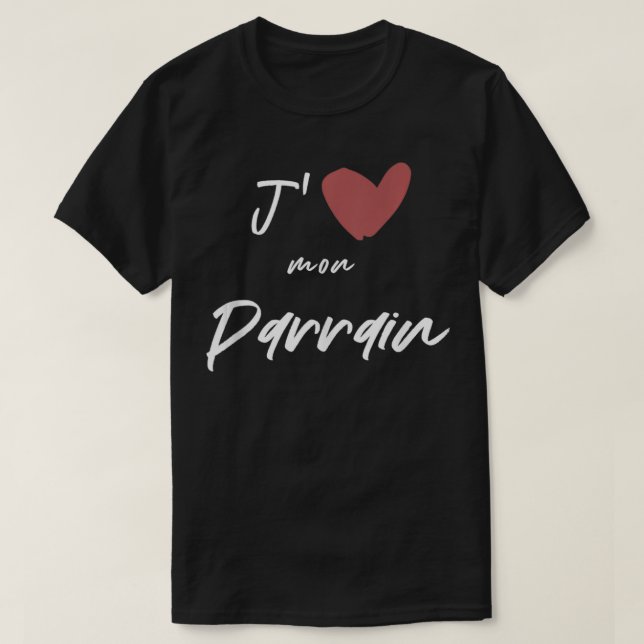 T-shirt J'aime Mon Parrain Cadeau Hommes Femmes Enfants Fi (Design devant)