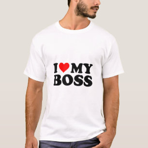 T-shirt J'Aime Mon Patron Funny Red Heart Boss Je Coeur Me