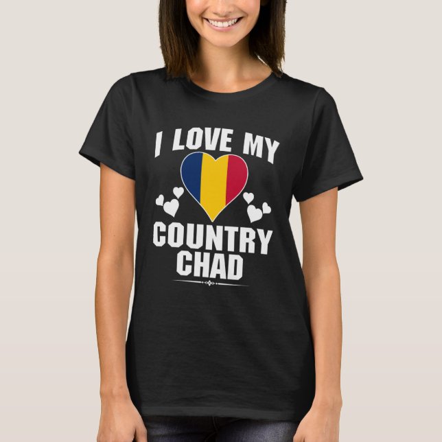 T-shirt J'aime mon pays Tchad avec le drapeau du Tchad dan (Devant)
