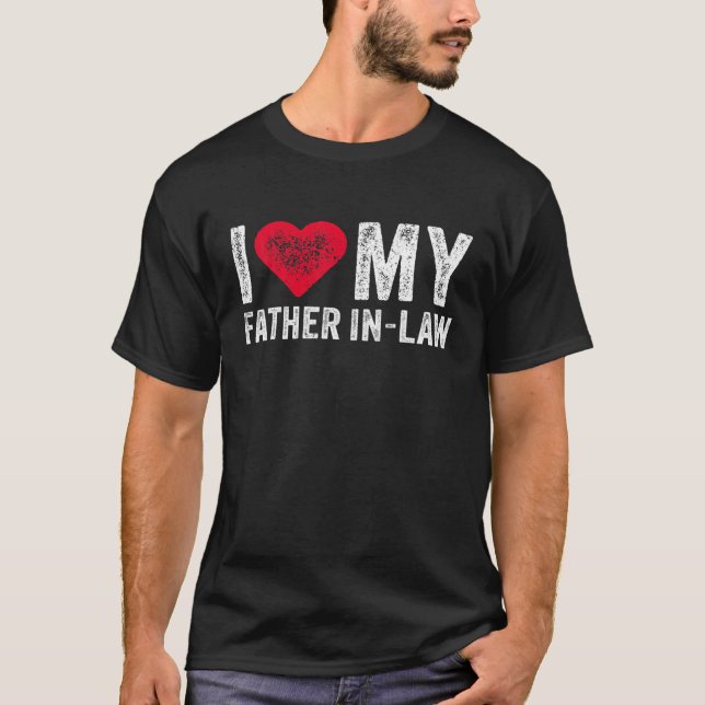 T-shirt J'Aime Mon Père En Droit Red Heart Fête des pères  (Devant)