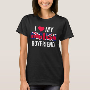 T-shirt J'aime mon petit ami anglais Valentines Day