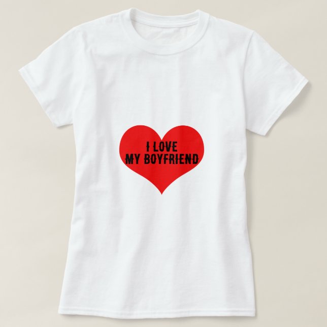 T-shirt J'aime mon petit ami Garçon ami Red Heart tendance (Design devant)