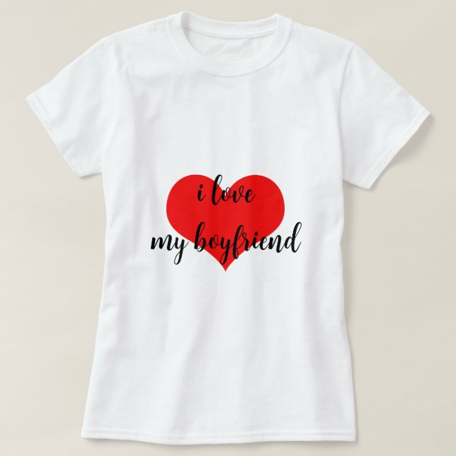 T-shirt J'aime mon petit ami mignon Romantique Red Heart t (Design devant)