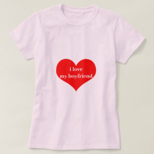 T-shirt J'Aime Mon Petit-Ami Mignonne Coeur Rouge Clair Ro
