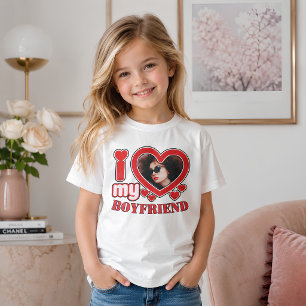 T-shirt J'aime mon petit ami Photo de cœur personnalisé