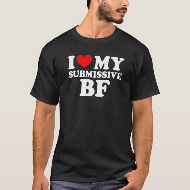 T-shirt J'Aime Mon Petit Ami Soumissif BF Red Heart Couple (Devant)