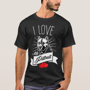 T-shirt J'Aime Mon Pit Bull Dog Pitbull