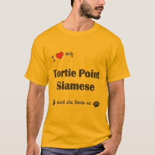 T-shirt J'aime mon point de Tortie siamois (le chat