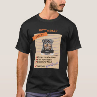 T-shirt J'Aime Mon Rottweiler Bien Qu'Il Ait De Mauvaises