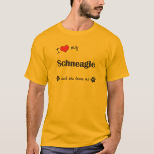 T-shirt J'aime mon Schneagle (le chien femelle)