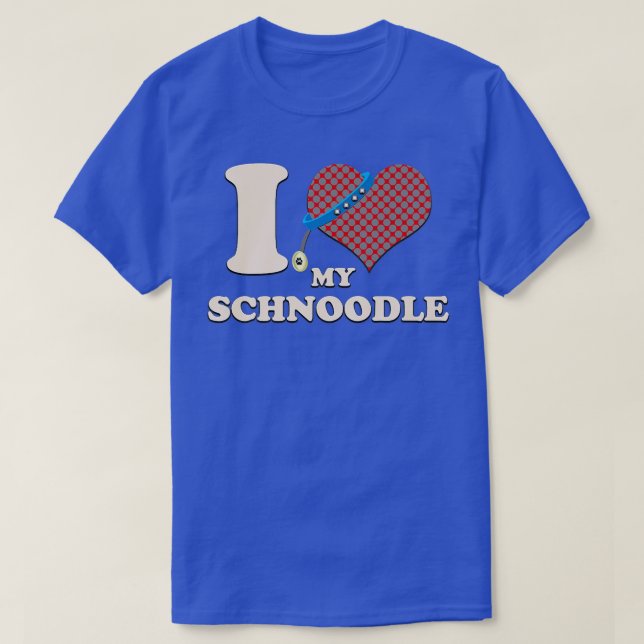 T-shirt J'Aime Mon Schnoodle Coeur Chien Propriétaire  (Design devant)