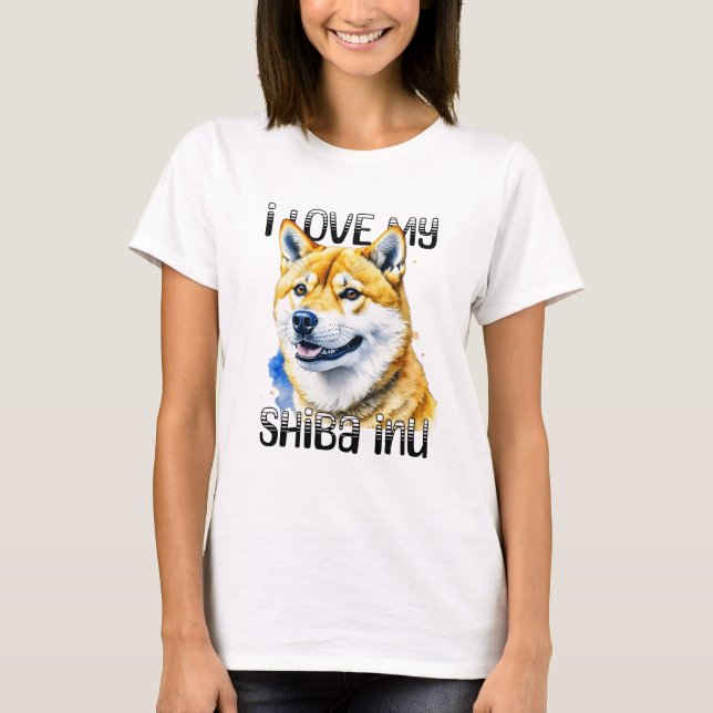 T-shirt J'Aime Mon Shiba Inu | Propriétaire de chien (Devant)