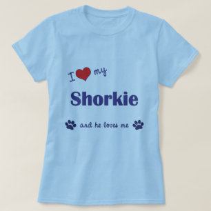 T-shirt J'aime mon Shorkie (le chien masculin)
