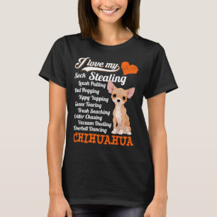 T-shirt J'Aime Mon Sock Voler La Leash Pulling Chihuahua F