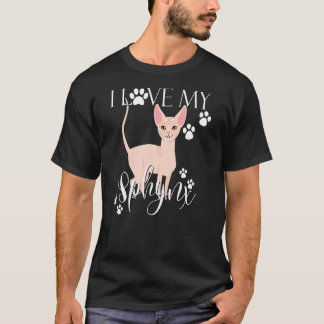 T-shirt J'Aime Mon Sphynx Ca Chats Dame Maman Kitty Kitten