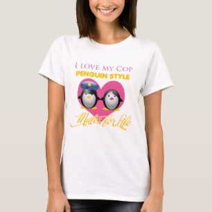 T-shirt J'aime mon style de pingouin de cannette de fil