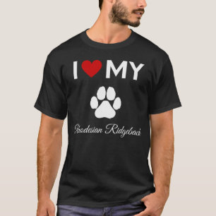 T-shirt J'aime mon texte Rhodesian Ridgeback chien