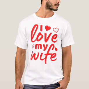 T-shirt J'aime mon texte rouge de femme