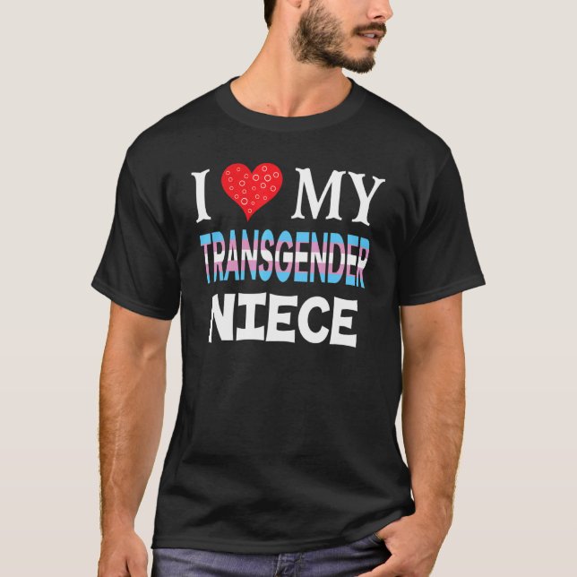 T-shirt J'Aime Mon Transgenre Niece Lgbt Lesbian Rainbow P (Devant)