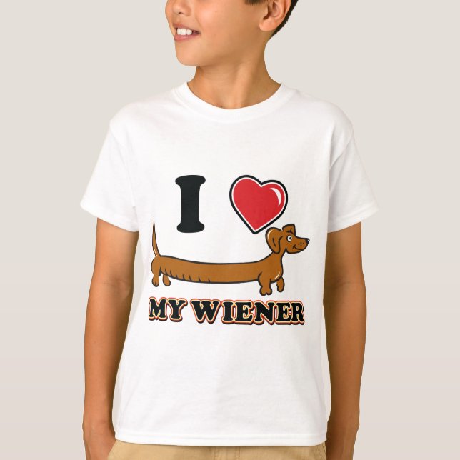 T-shirt J'aime mon Weiner - Doxie (Devant)