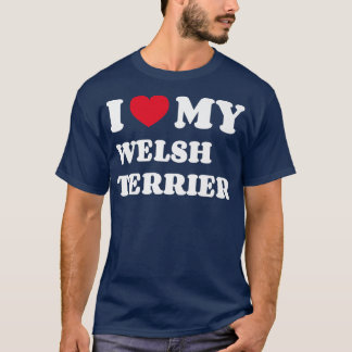 T-shirt J'Aime Mon Welsh Terrier Chien Propriétaire Coeur 
