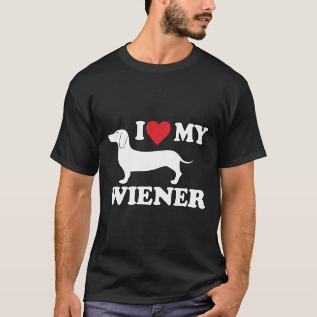 T-shirt J'Aime Mon Wiener Dachshund (Devant)