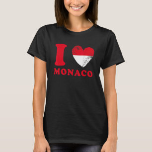 T-shirt J'aime Monaco Drapeau en forme de cœur Monaco