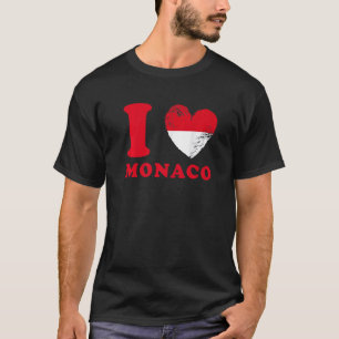 T-shirt J'aime Monaco Drapeau en forme de cœur Monaco 1