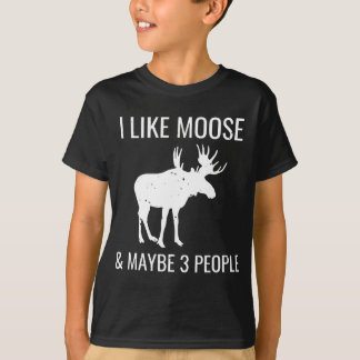 T-shirt J'Aime Moose & Peut-Être 3 Personnes Drôle Introve